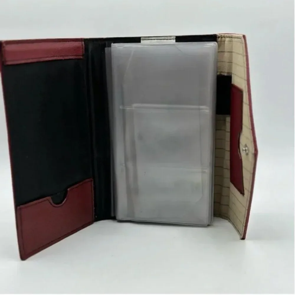 Rolodex Maroon Leather Business Card Binder Portfolio Zip Notebook